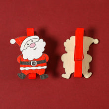 Load image into Gallery viewer, 6pcs Creative Christmas Wooden Cartoon Santa Snowman Clip Memo Paper Clips Xmas Decoration for Home Clothespin Craft Photo Clips
