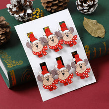 Load image into Gallery viewer, 6pcs Creative Christmas Wooden Cartoon Santa Snowman Clip Memo Paper Clips Xmas Decoration for Home Clothespin Craft Photo Clips
