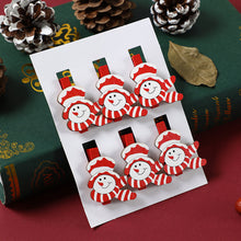 Load image into Gallery viewer, 6pcs Creative Christmas Wooden Cartoon Santa Snowman Clip Memo Paper Clips Xmas Decoration for Home Clothespin Craft Photo Clips
