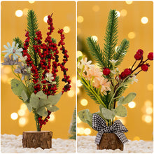 Load image into Gallery viewer, 25cm Mini Christmas Tree Gold Green Small Pine Tree Sisal Silk Cedar New Year Xmas Party Ornaments Navidad
