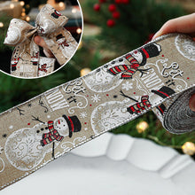 Load image into Gallery viewer, 2M/Roll Craft Ribbon Imitation Hemp Ribbon Wire Wire Edge Linen Ribbon Christmas Decoration Green and Red Snowflake Plaid Ribbon
