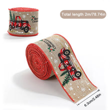 Load image into Gallery viewer, 2M/Roll Craft Ribbon Imitation Hemp Ribbon Wire Wire Edge Linen Ribbon Christmas Decoration Green and Red Snowflake Plaid Ribbon
