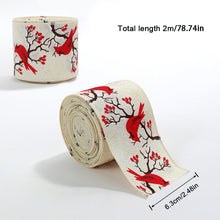 Load image into Gallery viewer, 2M/Roll Craft Ribbon Imitation Hemp Ribbon Wire Wire Edge Linen Ribbon Christmas Decoration Green and Red Snowflake Plaid Ribbon
