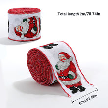 Load image into Gallery viewer, 2M/Roll Craft Ribbon Imitation Hemp Ribbon Wire Wire Edge Linen Ribbon Christmas Decoration Green and Red Snowflake Plaid Ribbon
