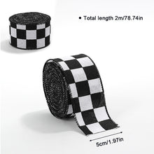 Load image into Gallery viewer, 2M/Roll Craft Ribbon Imitation Hemp Ribbon Wire Wire Edge Linen Ribbon Christmas Decoration Black and White Snowflake Plaid Ribbon
