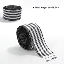 Load image into Gallery viewer, 2M/Roll Craft Ribbon Imitation Hemp Ribbon Wire Wire Edge Linen Ribbon Christmas Decoration Black and White Snowflake Plaid Ribbon
