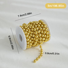 Load image into Gallery viewer, 5M/Roll 10M/Roll Christmas Tree Pearl String Imitation Pearl Beads Chain Metallic Gold Bead Wire Trim for DIY Garland Wedding Party Decor
