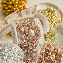 Load image into Gallery viewer, 5M/Roll 10M/Roll Christmas Tree Pearl String Imitation Pearl Beads Chain Metallic Gold Bead Wire Trim for DIY Garland Wedding Party Decor
