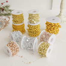 Load image into Gallery viewer, 5M/Roll 10M/Roll Christmas Tree Pearl String Imitation Pearl Beads Chain Metallic Gold Bead Wire Trim for DIY Garland Wedding Party Decor
