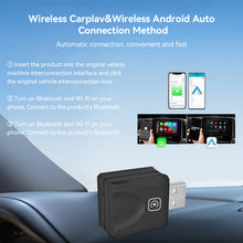 Load image into Gallery viewer, 2 in 1 USB Mini Wireless Carplay Adapter for Apple iOS and Android Auto Smart Box Plug and Play Bluetooth 5.0 For Peugeot Kia Volkswagen Toyota
