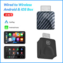 Load image into Gallery viewer, 2 in 1 USB Mini Wireless Carplay Adapter for Apple iOS and Android Auto Smart Box Plug and Play Bluetooth 5.0 For Peugeot Kia Volkswagen Toyota
