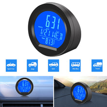 Load image into Gallery viewer, 2 In 1 Car Interior Solar Clock LCD Digital Time Watch Auto Clocks Thermometer with Backlight Digital Display Car Accessories
