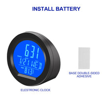 Load image into Gallery viewer, 2 In 1 Car Interior Solar Clock LCD Digital Time Watch Auto Clocks Thermometer with Backlight Digital Display Car Accessories
