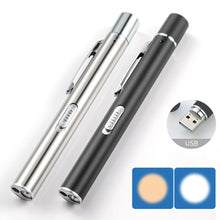 Load image into Gallery viewer, Portable Medical Handy LED Pen Light Flashlight Mini USB Rechargeable Dentist Nurse Torch with Stainless Steel Clip
