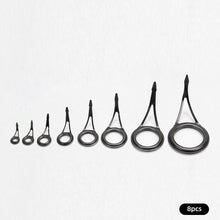 Load image into Gallery viewer, 8Pcs 8-size Stainless steel Fishing Rod Guide Rod for Octopus And Blackhead Fish Sauce Top Ring Repair Kit Lure Fishing Accessories
