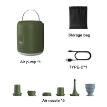 Load image into Gallery viewer, Electric Air Pump Ultralight Portable Wireless Air Compressor Inflator/Deflator Pumps with Camping Lantern for Air Cushion Beds

