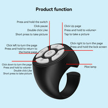 Load image into Gallery viewer, Portable Blutooth Remote Control Scrolling Finger Remote Mobile Phone Video Remote Control Selfie Stick Automatic Page Fingertip Camera Controller

