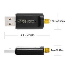 Load image into Gallery viewer, USB WiFi Adapter Dual Band Bluetooth 5.3 2 in 1 Wi-Fi 6 Dongle Wireless Receiver For PC/Laptop Driver Free For Win10/11 AX900
