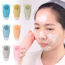 Load image into Gallery viewer, 100ML Facial Brush Sub-bottle Two-in-one Portable Silicone Travel Bottle Cosmetics Shampoo Lotion Leakproof Storage Bottle

