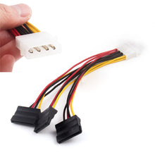 Load image into Gallery viewer, IDE Molex 4 pin to 1/2/3 x SATA Power Cable Serial ATA Y Splitter Hard Driver Dual Extension Cord Adapter Connector
