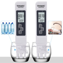Load image into Gallery viewer, 1PC White Digital Water Quality Tester TDS EC Meter Range 0 to 9990 Conductivity Water Purity Temperature TEMP PPM Tester
