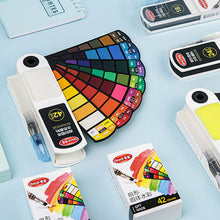 Load image into Gallery viewer, 18/24/36/42 Solid Watercolor Pigment Set Foldable Travel WaterColor With Water Brush Pen Art Specific Fan Shaped Painting Tool

