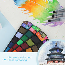 Load image into Gallery viewer, 18/24/36/42 Solid Watercolor Pigment Set Foldable Travel WaterColor With Water Brush Pen Art Specific Fan Shaped Painting Tool
