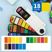 Load image into Gallery viewer, 18/24/36/42 Solid Watercolor Pigment Set Foldable Travel WaterColor With Water Brush Pen Art Specific Fan Shaped Painting Tool
