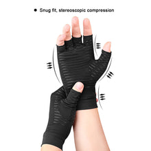 Load image into Gallery viewer, Copper Fiber Half-finger Pressure Gloves Copper Ammonia Knitted Gloves Anti-slip Outdoor Rehabilitation Training Copper Ion Gloves

