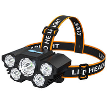 Load image into Gallery viewer, 5LED Strong Long-range Headlight USB Charging Outdoor Night Fishing Waterproof Camping Work Headlight
