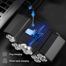Load image into Gallery viewer, 5LED Strong Long-range Headlight USB Charging Outdoor Night Fishing Waterproof Camping Work Headlight
