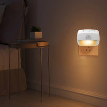 Load image into Gallery viewer, LED Night Light EU Plug In Lamp Smart Motion Sensor Light Indoor Mini Wall Lamp WC Hallway Stair Bedside Night Lamp Home Decoration Nightlights
