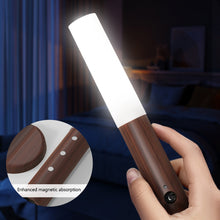 Load image into Gallery viewer, Intelligent Wooden LED Night Light Magnetic Portable Lamp USB Charging Night Lamp Staircase Corridor Bedroom Closet light Bedside Atmosphere Light
