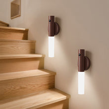 Load image into Gallery viewer, Intelligent Wooden LED Night Light Magnetic Portable Lamp USB Charging Night Lamp Staircase Corridor Bedroom Closet light Bedside Atmosphere Light
