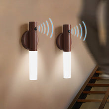 Load image into Gallery viewer, Intelligent Wooden LED Night Light Magnetic Portable Lamp USB Charging Night Lamp Staircase Corridor Bedroom Closet light Bedside Atmosphere Light
