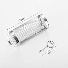Load image into Gallery viewer, BBQ Grill Basket Wire Mesh Cylinder Portable Round 304 Stainless Steel Grill Basket Barbecue Rack Outdoor Camping Fumigator Tasty
