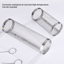 Load image into Gallery viewer, BBQ Grill Basket Wire Mesh Cylinder Portable Round 304 Stainless Steel Grill Basket Barbecue Rack Outdoor Camping Fumigator Tasty
