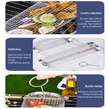Load image into Gallery viewer, BBQ Grill Basket Wire Mesh Cylinder Portable Round 304 Stainless Steel Grill Basket Barbecue Rack Outdoor Camping Fumigator Tasty
