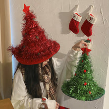 Load image into Gallery viewer, 2025 Ins Christmas Tree Hat Creative Xmas Headwear for Girls Tinsel Christmas Headband Party Costume New Year Decor Supplies
