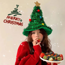 Load image into Gallery viewer, 2025 Ins Christmas Tree Hat Creative Xmas Headwear for Girls Tinsel Christmas Headband Party Costume New Year Decor Supplies
