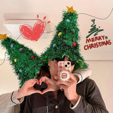 Load image into Gallery viewer, 2025 Ins Christmas Tree Hat Creative Xmas Headwear for Girls Tinsel Christmas Headband Party Costume New Year Decor Supplies
