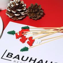 Load image into Gallery viewer, 50pcs 12cm Christmas Disposable Bamboo Pick Fruit Sticks Buffet Cupcake Fruit Fork Party Dessert Salad Sticks Wedding Decoration
