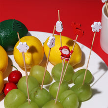 Load image into Gallery viewer, 50pcs 12cm Christmas Disposable Bamboo Pick Fruit Sticks Buffet Cupcake Fruit Fork Party Dessert Salad Sticks Wedding Decoration

