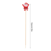 Load image into Gallery viewer, 50pcs 12cm Christmas Disposable Bamboo Pick Fruit Sticks Buffet Cupcake Fruit Fork Party Dessert Salad Sticks Wedding Decoration
