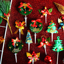 Load image into Gallery viewer, 10Pcs Cake Topper Christmas Theme Plastic Fruit Picks Cupcake Topper Cake Insert Cards For Party Decoration Supplies Cake Decoration
