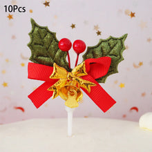 Load image into Gallery viewer, 10Pcs Cake Topper Christmas Theme Plastic Fruit Picks Cupcake Topper Cake Insert Cards For Party Decoration Supplies Cake Decoration
