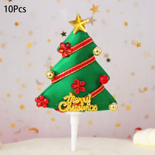 Load image into Gallery viewer, 10Pcs Cake Topper Christmas Theme Plastic Fruit Picks Cupcake Topper Cake Insert Cards For Party Decoration Supplies Cake Decoration
