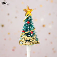Load image into Gallery viewer, 10Pcs Cake Topper Christmas Theme Plastic Fruit Picks Cupcake Topper Cake Insert Cards For Party Decoration Supplies Cake Decoration
