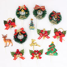 Load image into Gallery viewer, 10Pcs Cake Topper Christmas Theme Plastic Fruit Picks Cupcake Topper Cake Insert Cards For Party Decoration Supplies Cake Decoration
