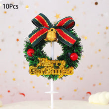 Load image into Gallery viewer, 10Pcs Cake Topper Christmas Theme Plastic Fruit Picks Cupcake Topper Cake Insert Cards For Party Decoration Supplies Cake Decoration
